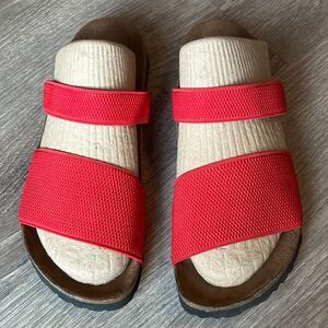 Birkenstock Birki's Mauritius Stretch Two Strap Red Sandals Womens 6 EU‎ 37